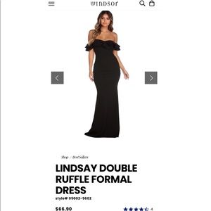 Windsor Black Lindsay Double Ruffle Strapless Formal Dress